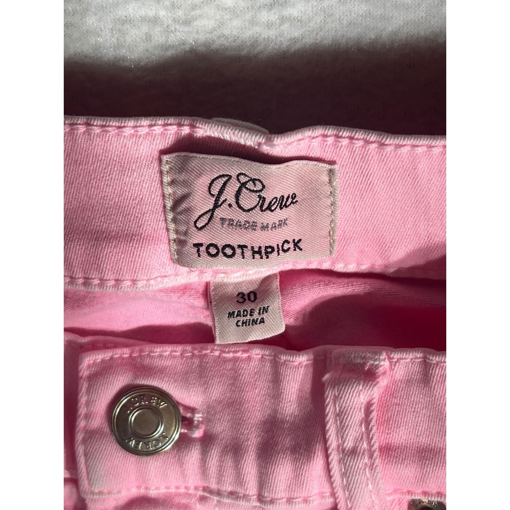 J.Crew Toothpick Skinny Jeans Pink Mid Rise Denim Pants Womens Size 30